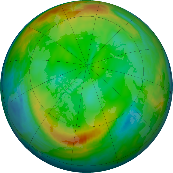 Arctic ozone map for 22 December 1980